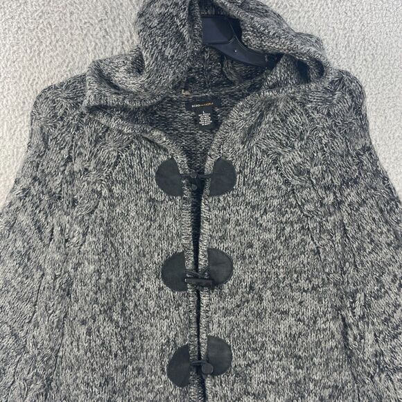BCBG Maxazria Womens Cardigan Sweater Cape Wool Mohair Blend Grey Chunky L - Picture 8 of 13